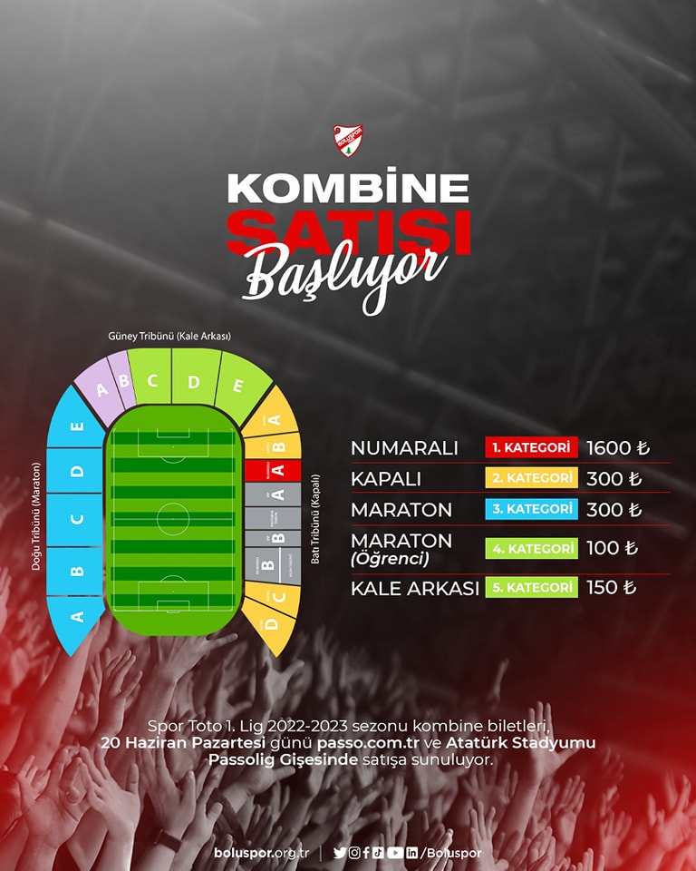 Boluspor’da Kombine fiyatları belli oldu