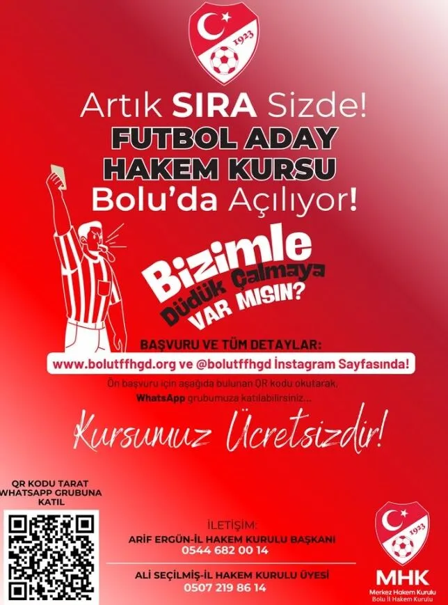  Futbol aday hakem kursu açılıyor.